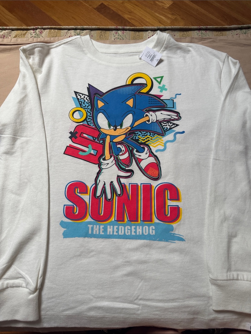 GAP White Sonic The Hedgehog Graphic Sweatshirt with Blue & Red Print